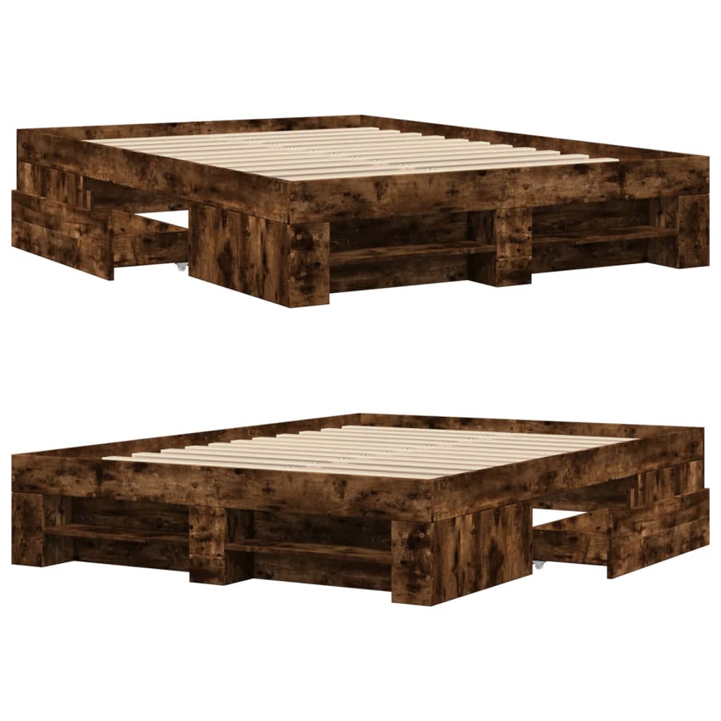Sengeramme uten madrass røkt eik 140x190 cm konstruert tre