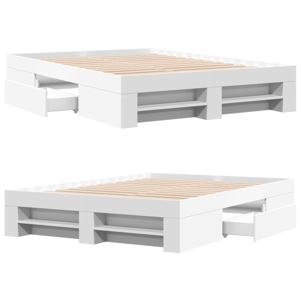 Sengeramme hvit 135x190 cm konstruert tre