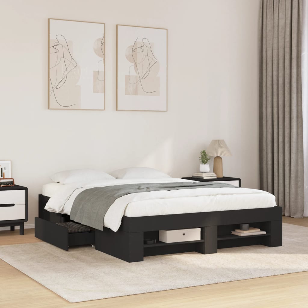 Sengeramme svart 135x190 cm konstruert tre