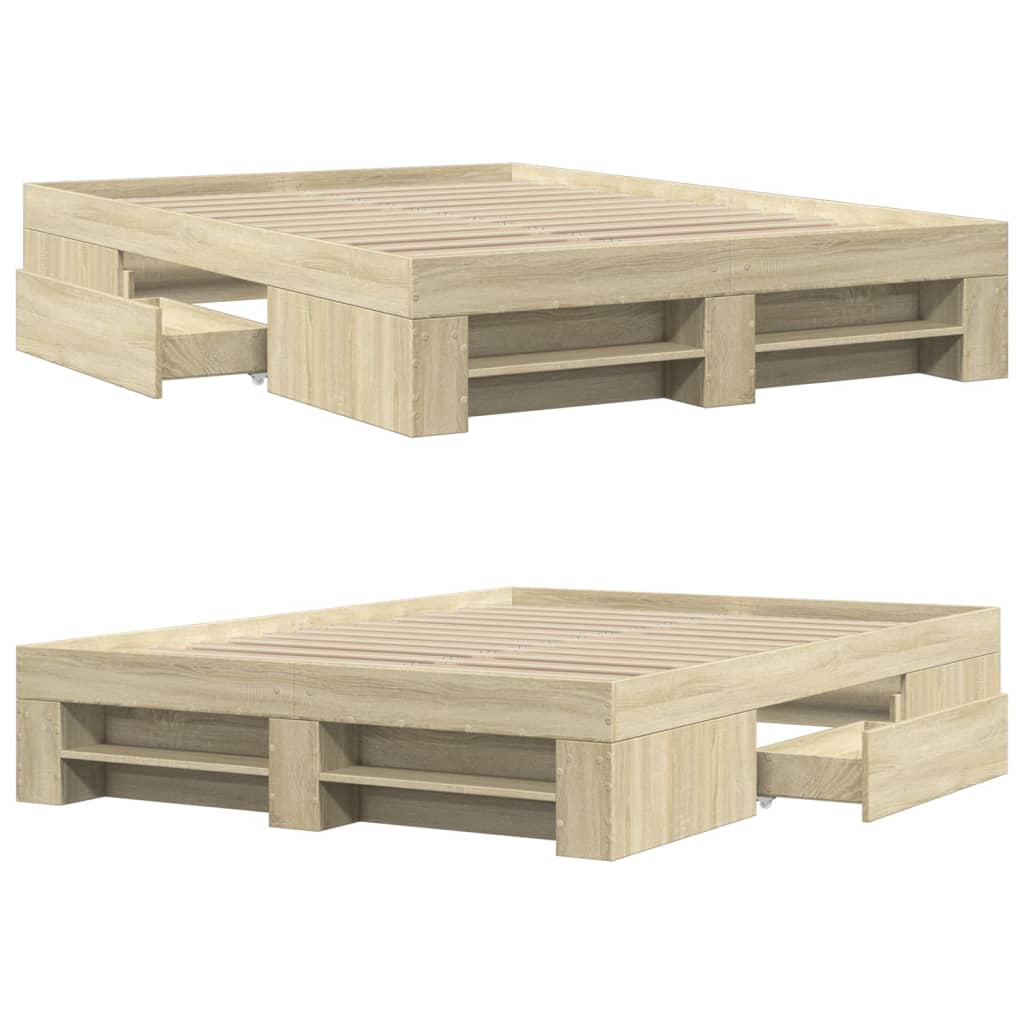 Sengeramme sonoma eik 135x190 cm konstruert tre