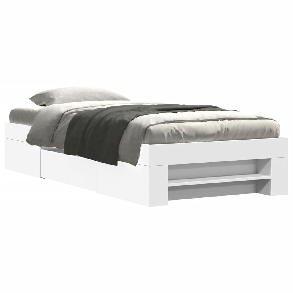 Sengeramme hvit 90x190 cm konstruert tre