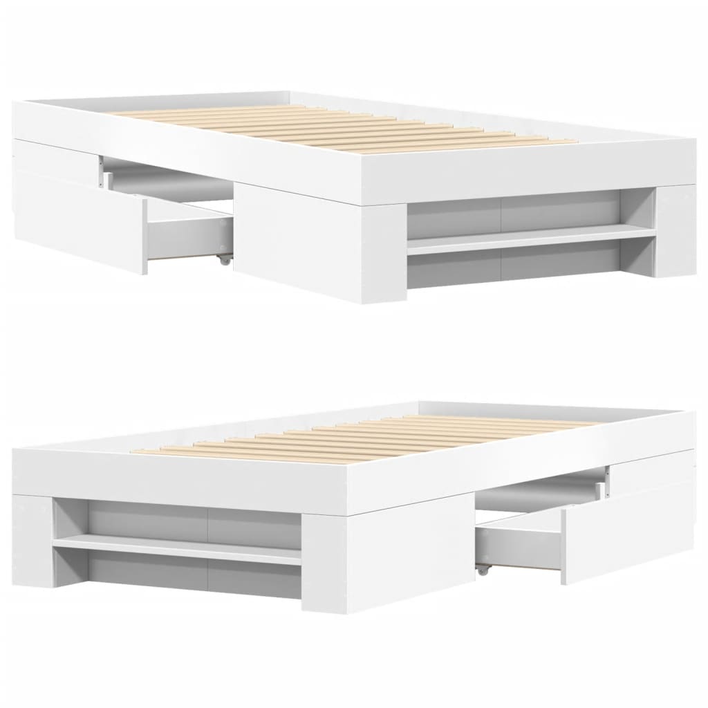 Sengeramme hvit 90x190 cm konstruert tre