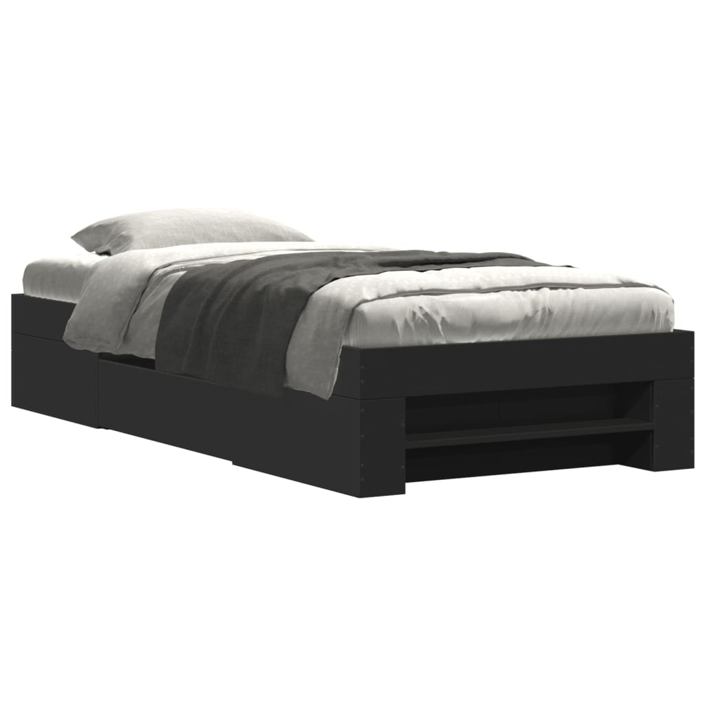 Sengeramme svart 90x190 cm konstruert tre