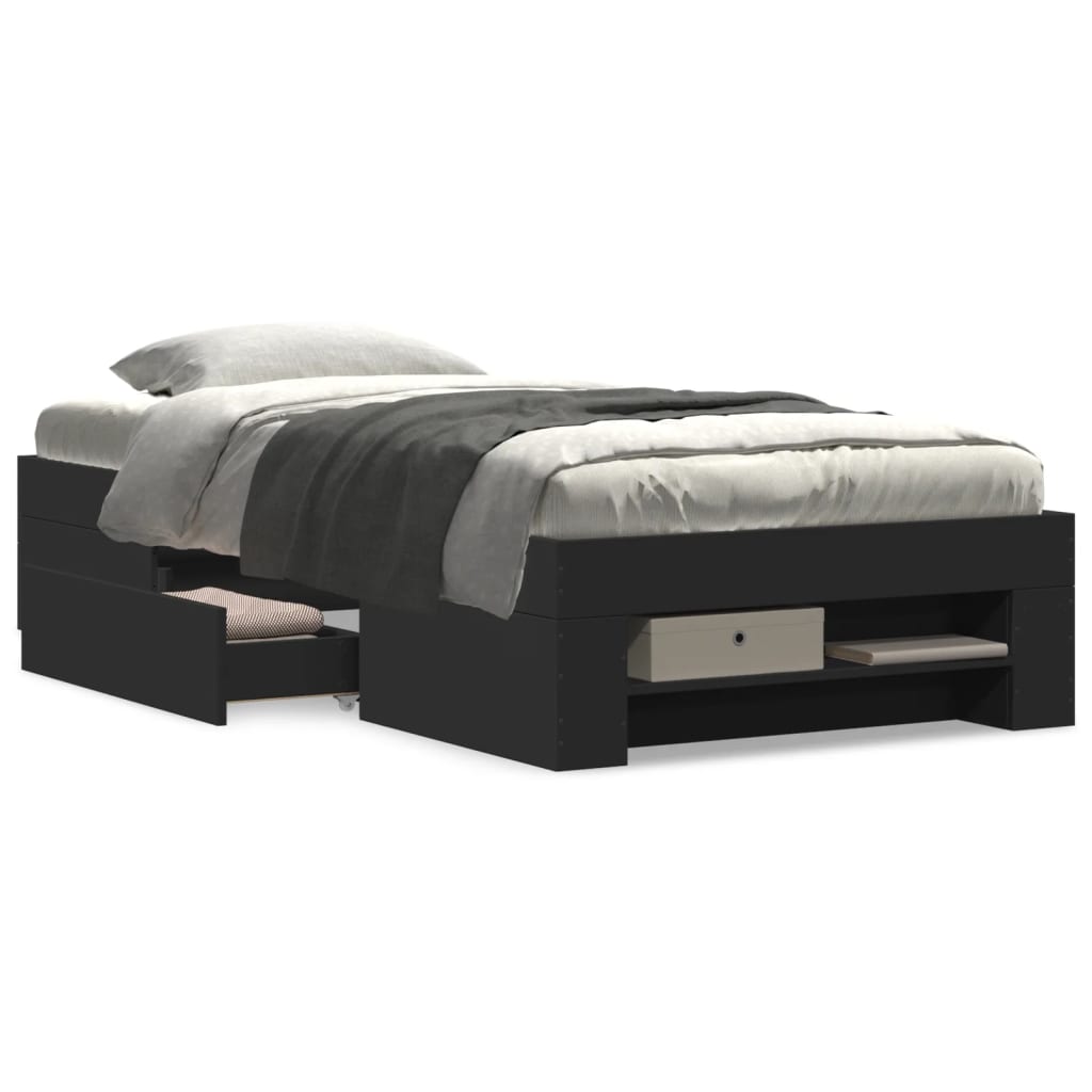 Sengeramme svart 90x190 cm konstruert tre