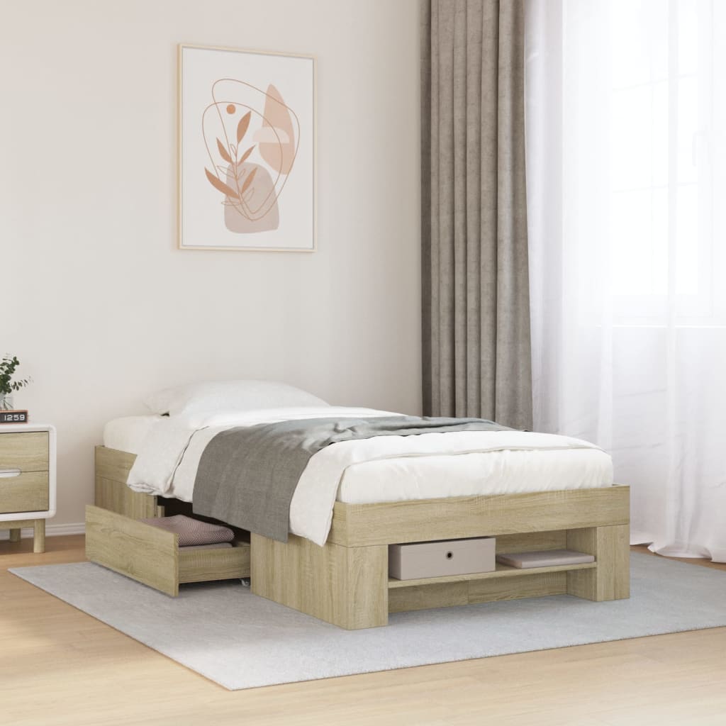 Sengeramme uten madrass sonoma eik 90x190 cm konstruert tre