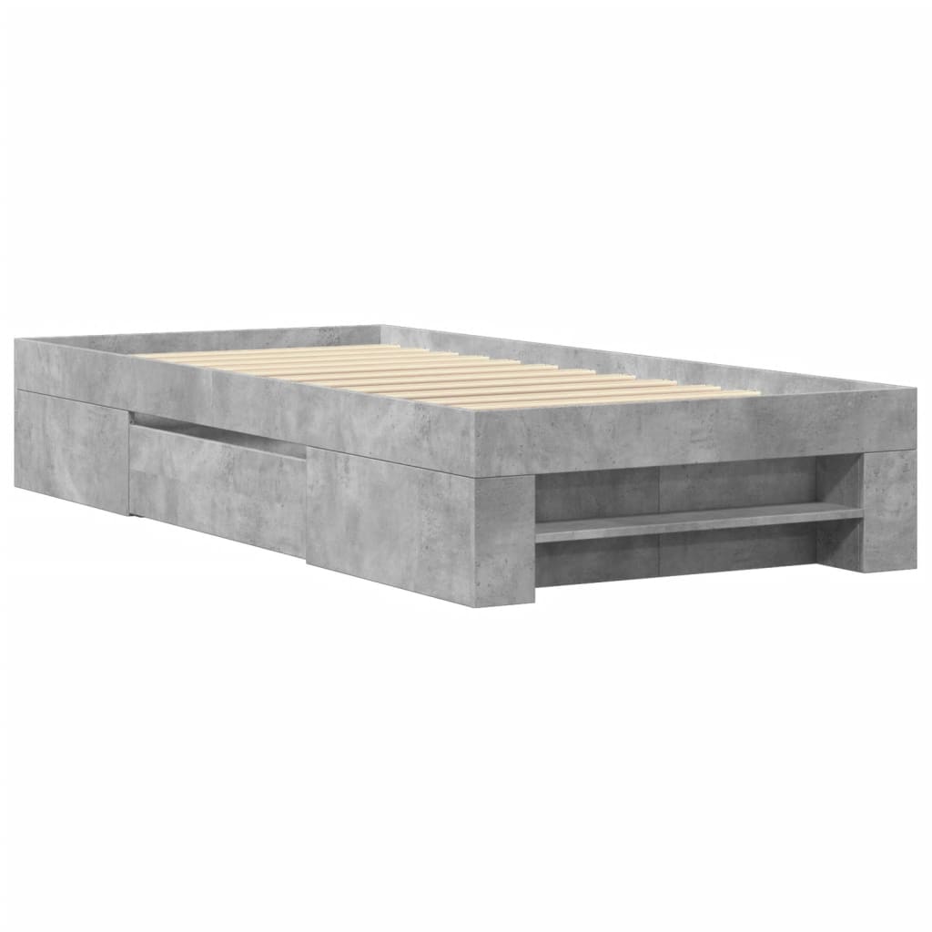 Sengeramme betonggrå 90x190 cm konstruert tre