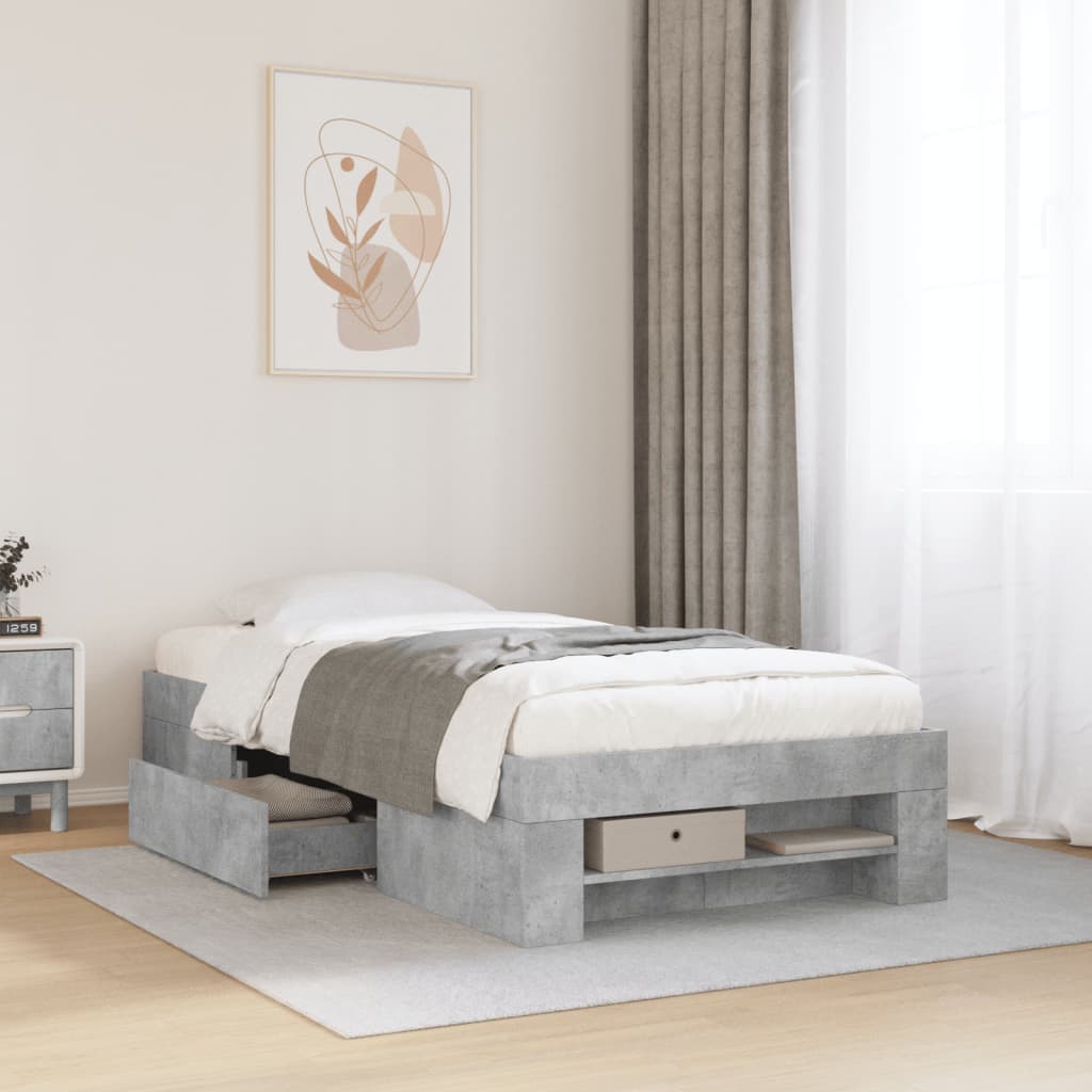 Sengeramme betonggrå 90x190 cm konstruert tre