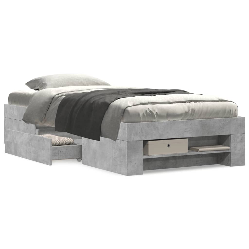 Sengeramme betonggrå 90x190 cm konstruert tre