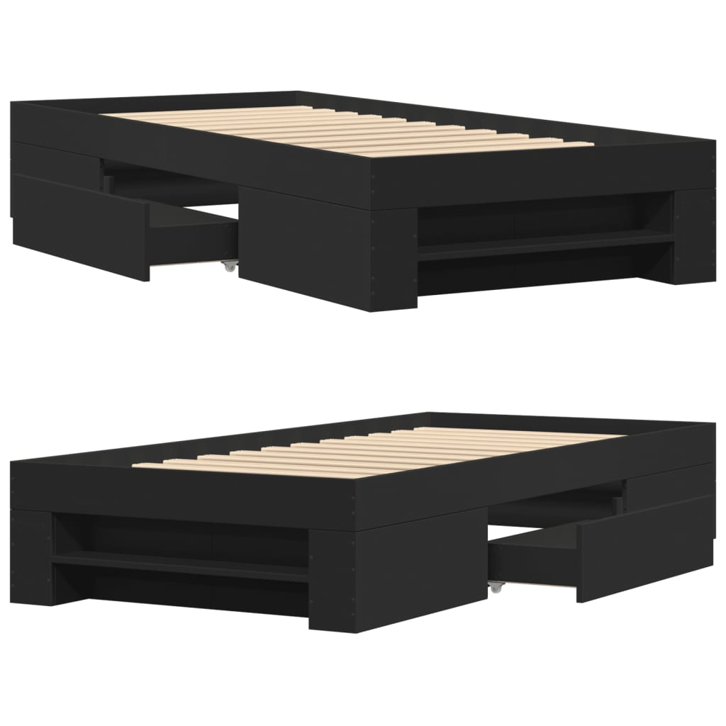 Sengeramme svart 75x190 cm konstruert tre