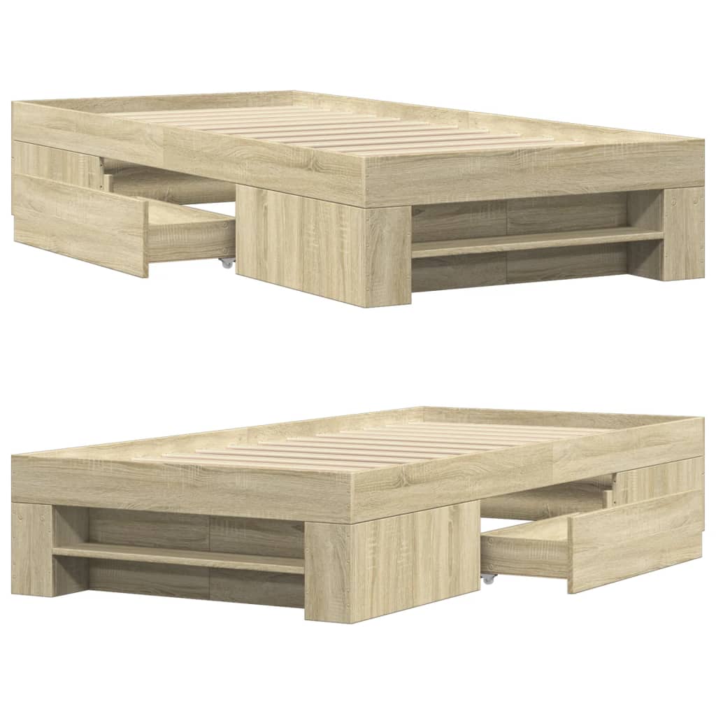 Sengeramme uten madrass sonoma eik 75x190 cm konstruert tre