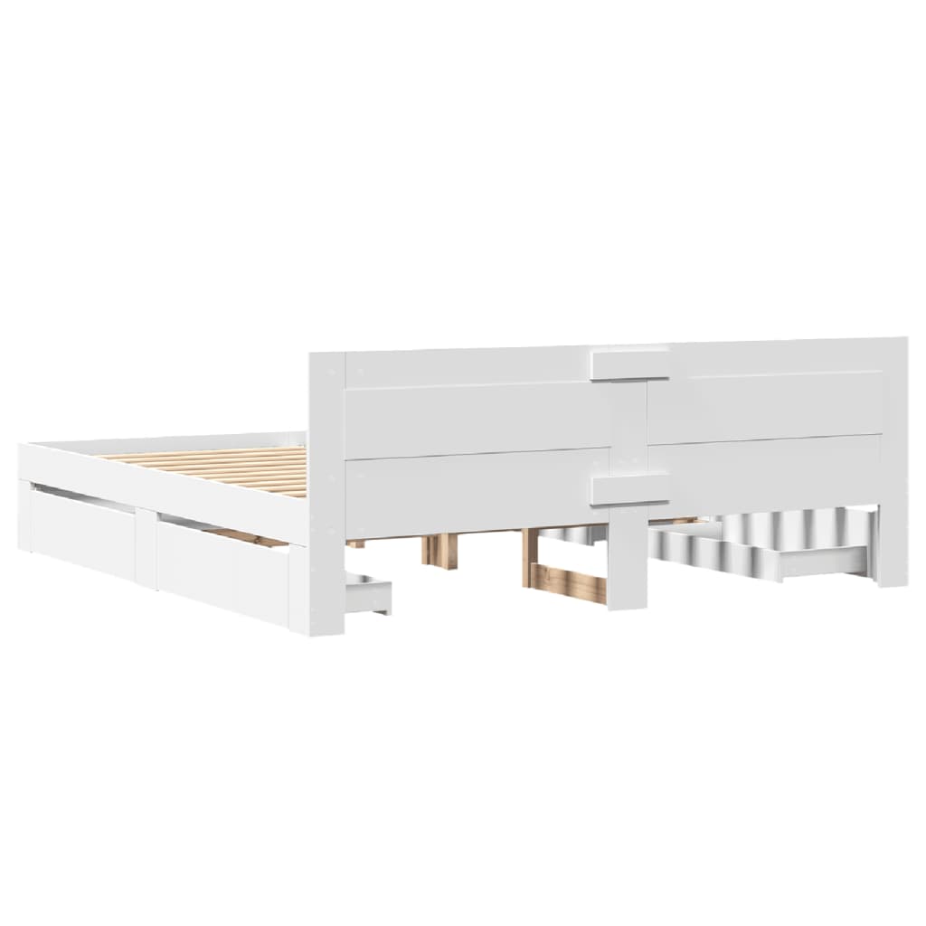 Sengeramme med hodegavl hvit 200x200 cm konstruert tre