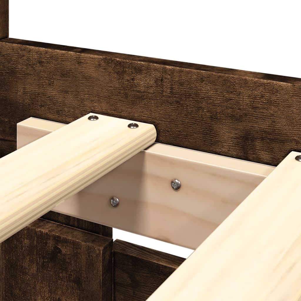 Sengeramme med hodegavl røkt eik 200x200 cm konstruert tre