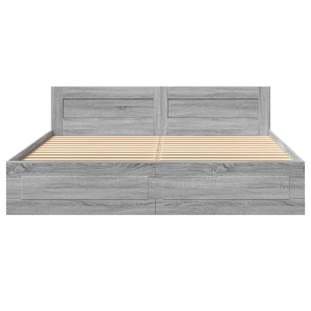 Sengeramme med hodegavl grå sonoma 200x200 cm konstruert tre