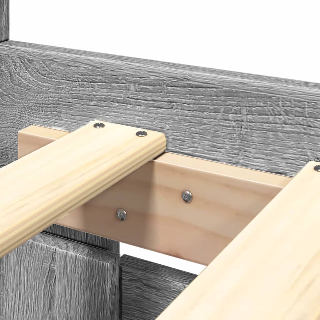 Sengeramme med hodegavl grå sonoma 200x200 cm konstruert tre