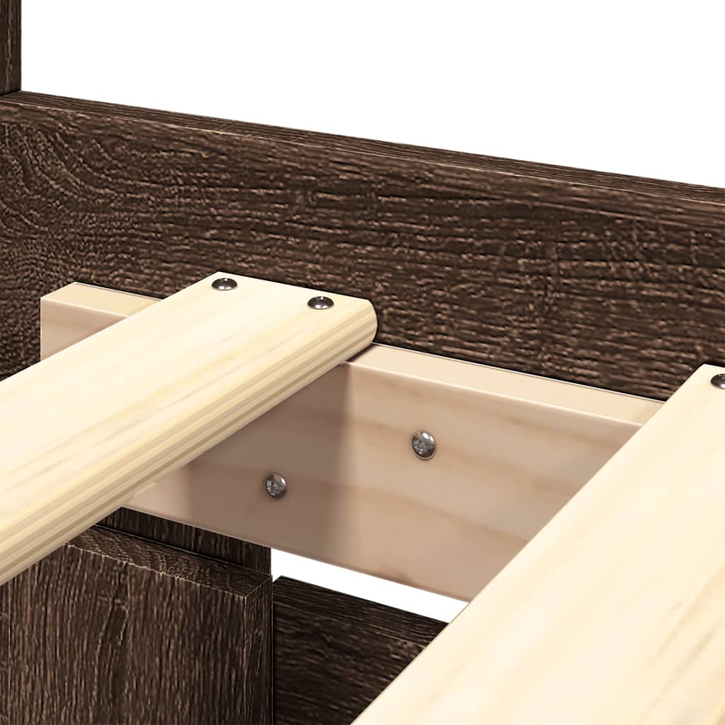 Sengeramme med hodegavl brun eik 200x200 cm konstruert tre