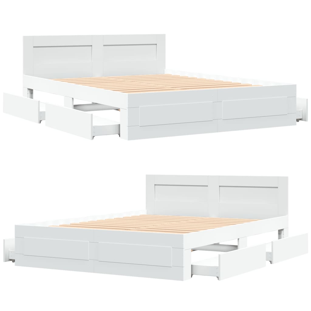 Sengeramme med hodegavl hvit 160x200 cm konstruert tre