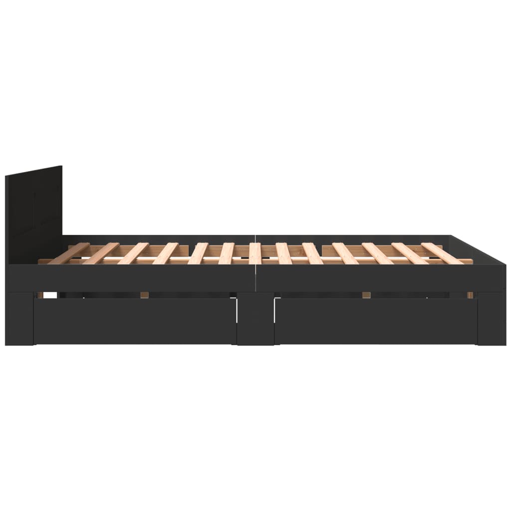 Sengeramme med hodegavl svart 160x200 cm konstruert tre