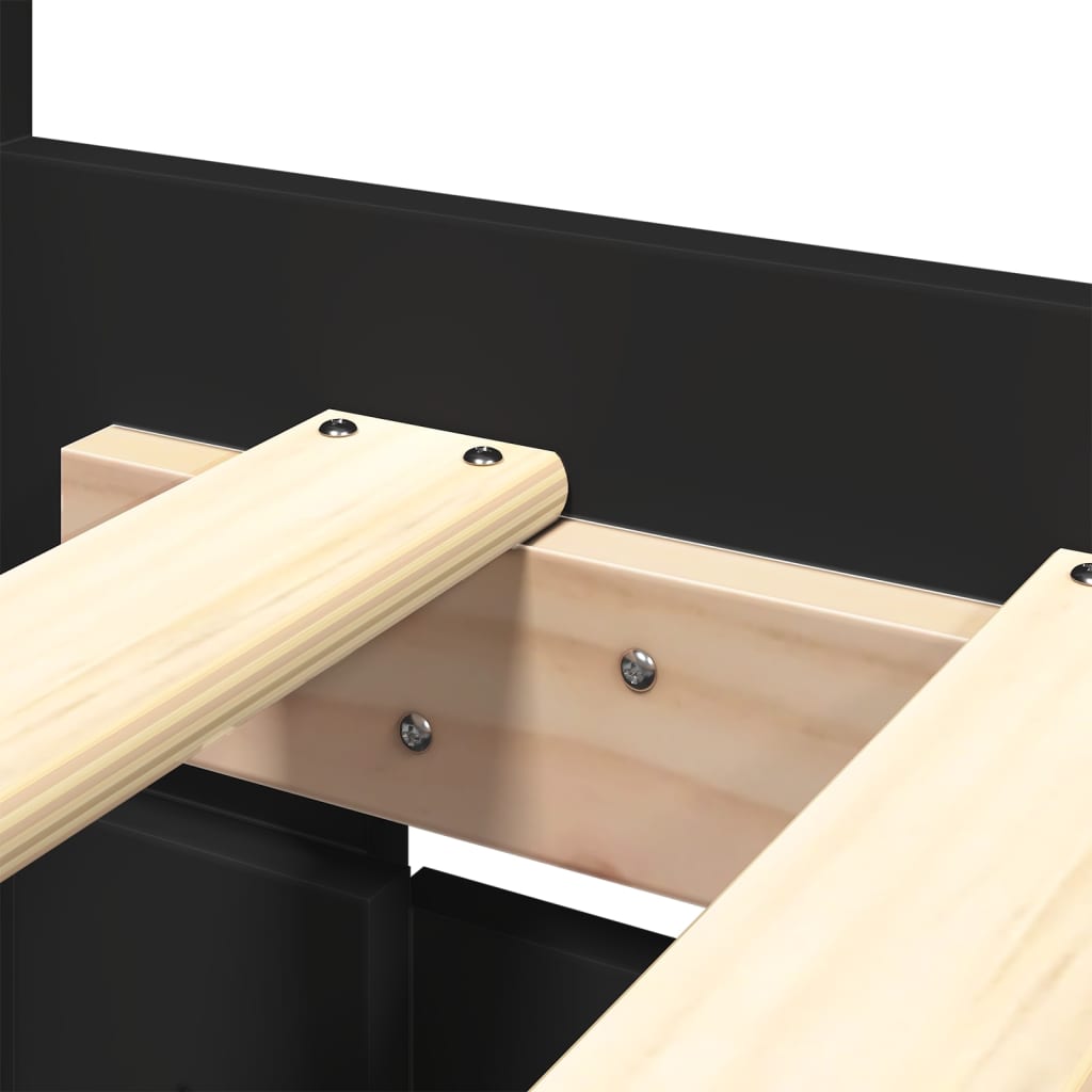 Sengeramme med hodegavl svart 160x200 cm konstruert tre