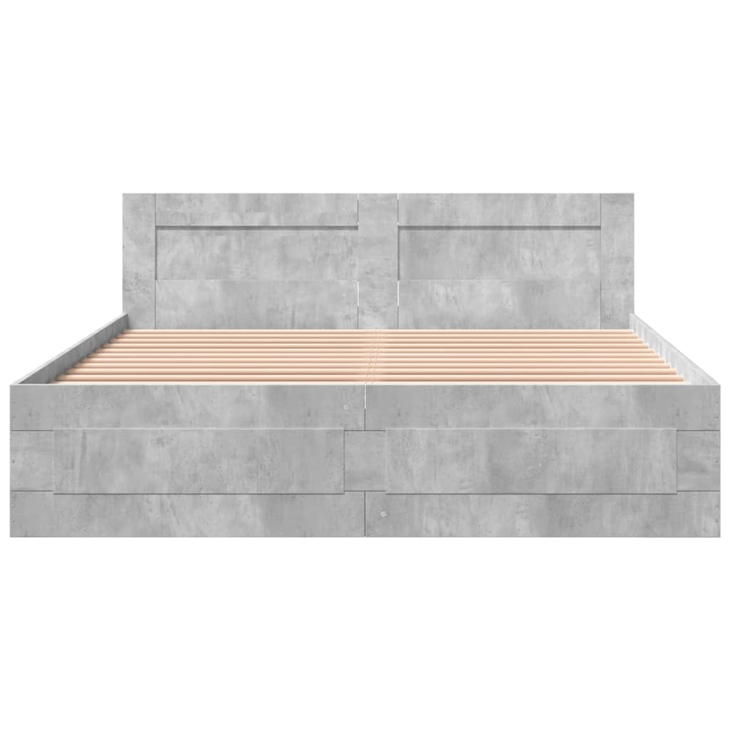 Sengeramme med hodegavl betonggrå 160x200 cm konstruert tre