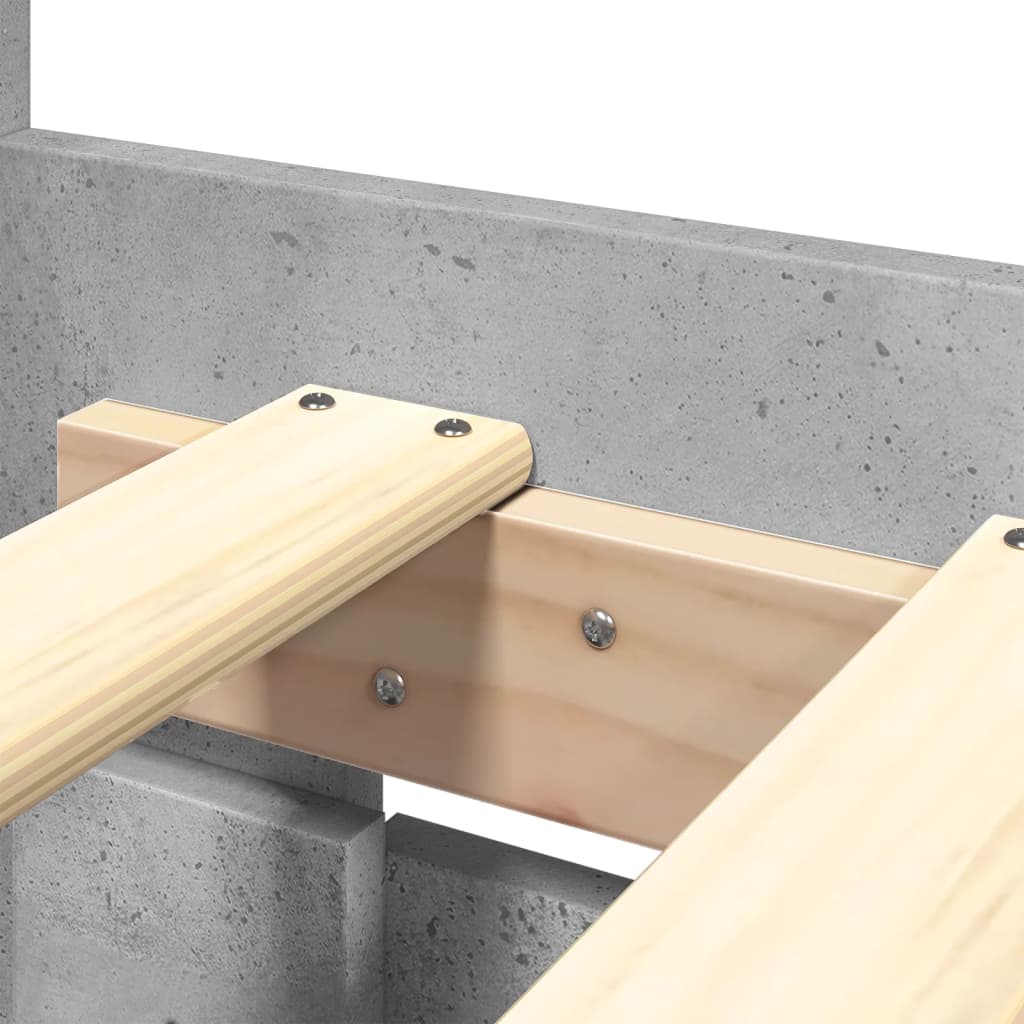 Sengeramme med hodegavl betonggrå 160x200 cm konstruert tre