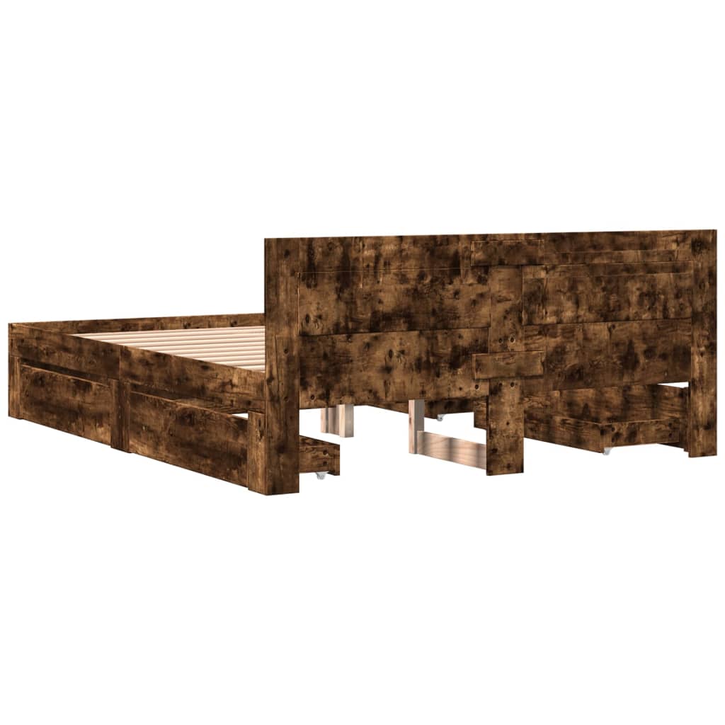 Sengeramme med hodegavl røkt eik 160x200 cm konstruert tre