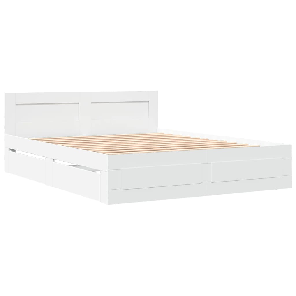 Sengeramme med hodegavl hvit 150x200 cm konstruert tre