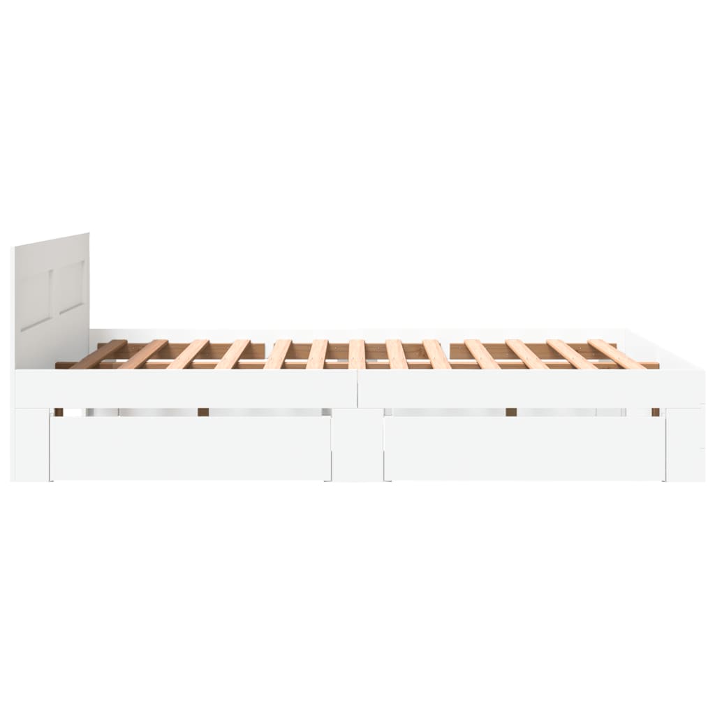 Sengeramme med hodegavl hvit 150x200 cm konstruert tre