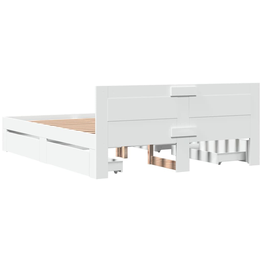 Sengeramme med hodegavl hvit 150x200 cm konstruert tre