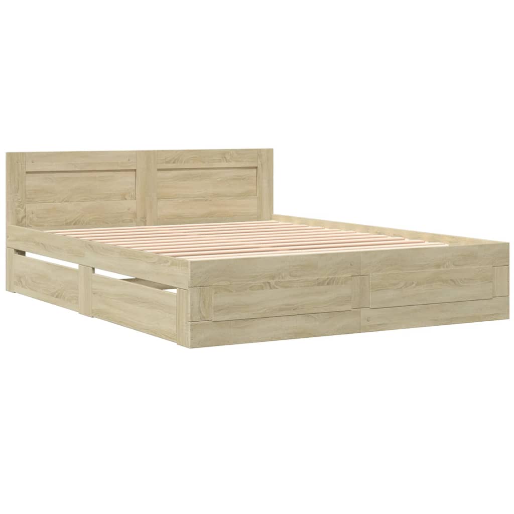 Sengeramme med hodegavl sonoma eik 150x200 cm konstruert tre