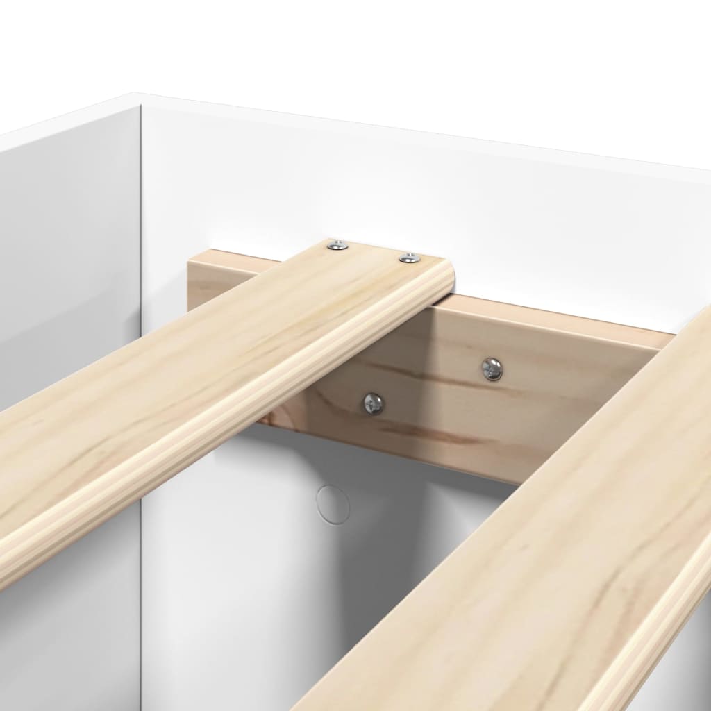 Sengeramme med hodegavl hvit 140x200 cm konstruert tre