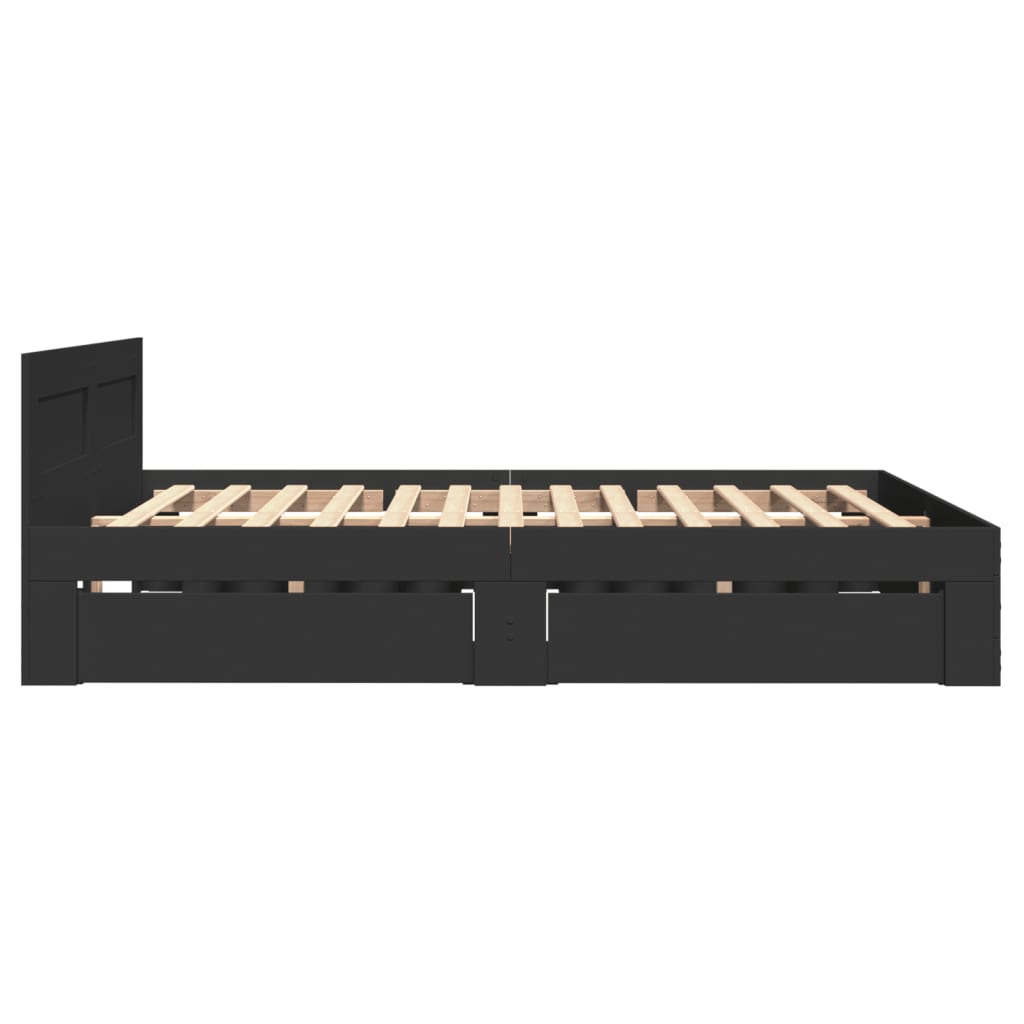 Sengeramme med hodegavl svart 140x200 cm konstruert tre