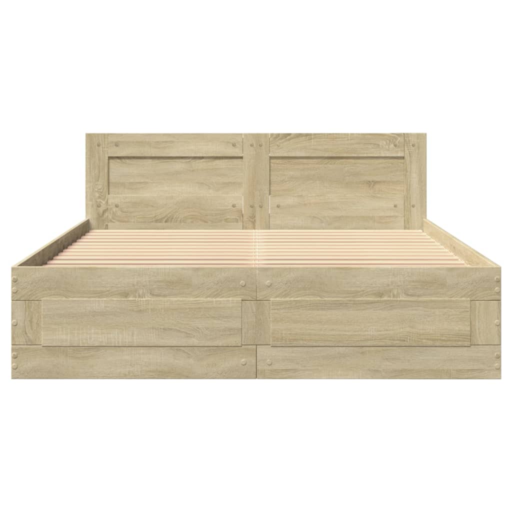 Sengeramme med hodegavl sonoma eik 140x200 cm konstruert tre