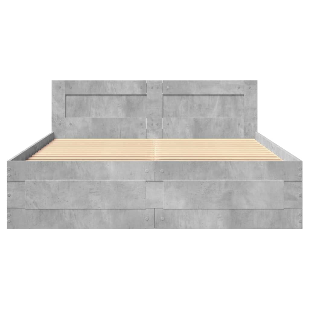 Sengeramme med hodegavl betonggrå 140x200 cm konstruert tre