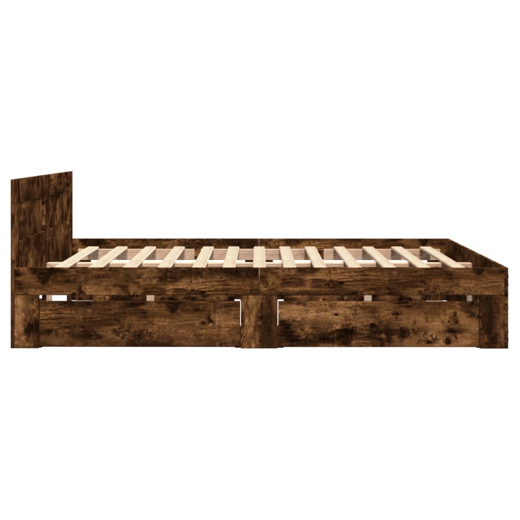 Sengeramme med hodegavl røkt eik 140x200 cm konstruert tre
