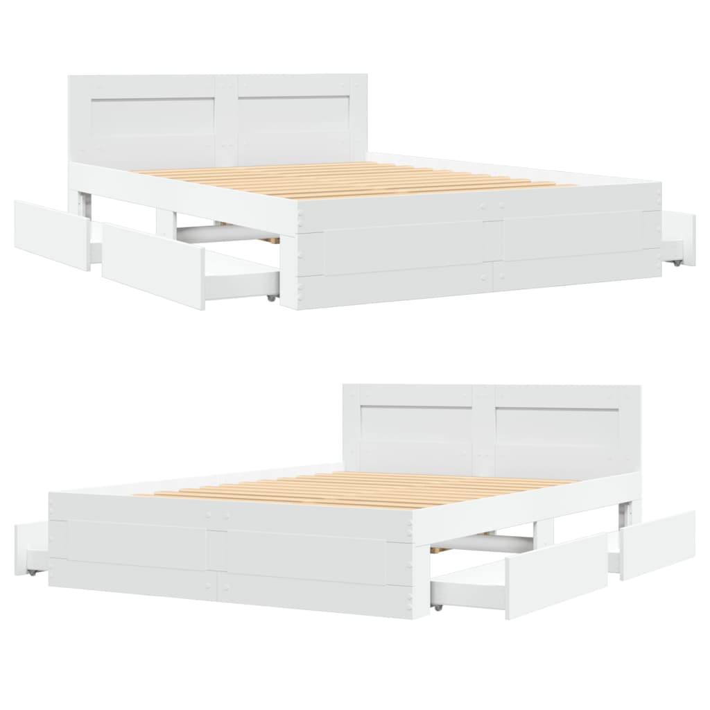 Sengeramme med hodegavl hvit 120x200 cm konstruert tre