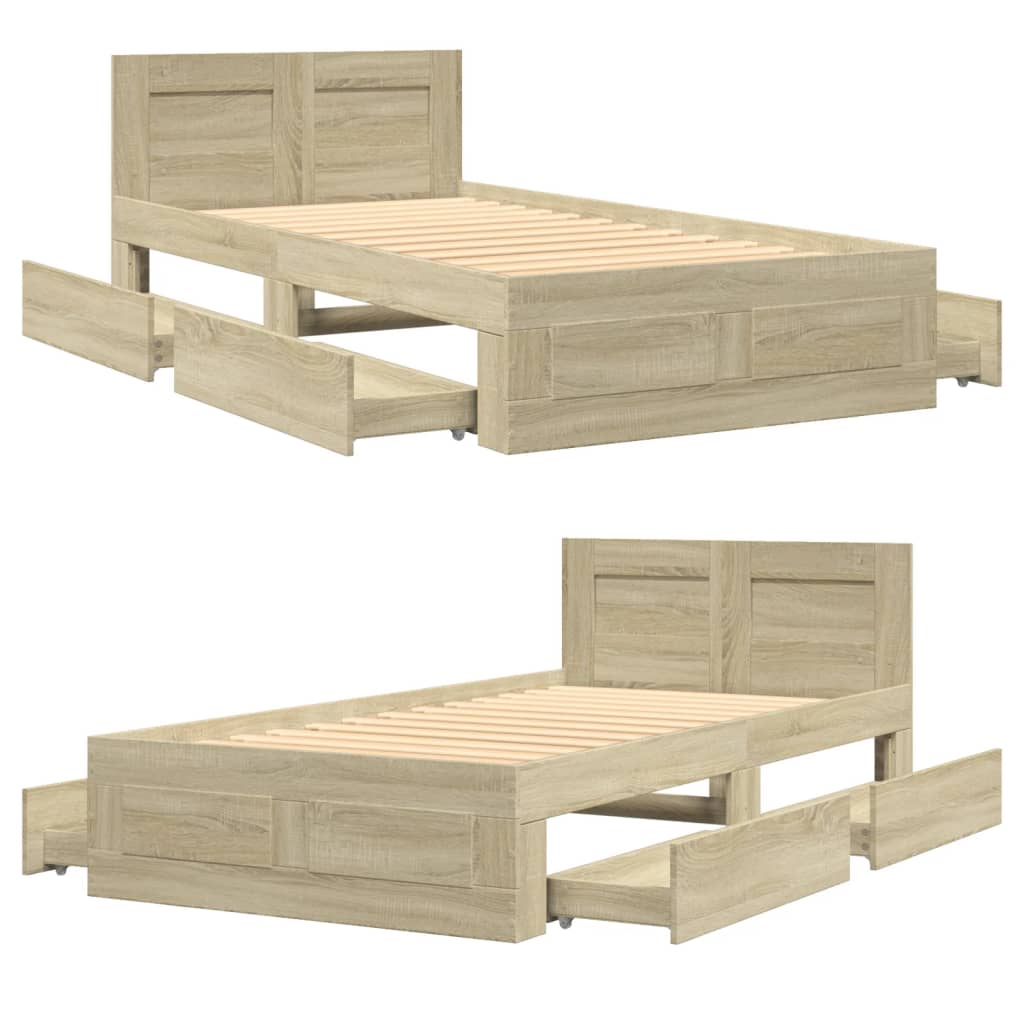 Sengeramme med hodegavl sonoma eik 100x200 cm konstruert tre
