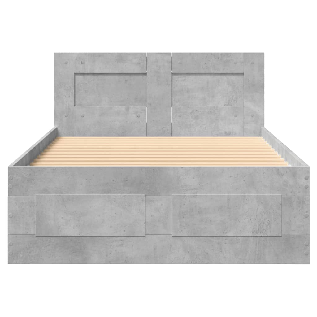 Sengeramme med hodegavl betonggrå 90x200 cm konstruert tre