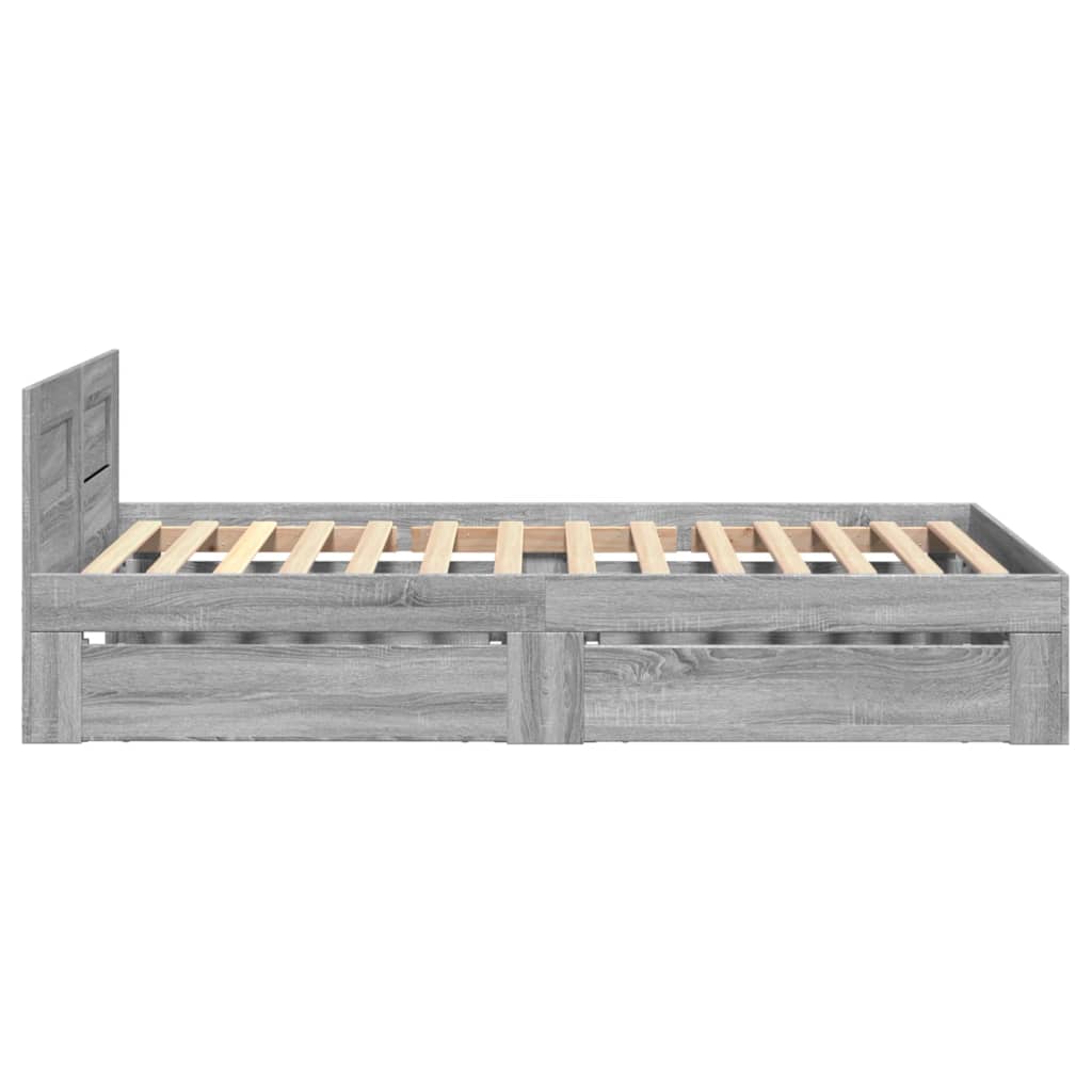 Sengeramme med hodegavl grå sonoma 90x200 cm konstruert tre