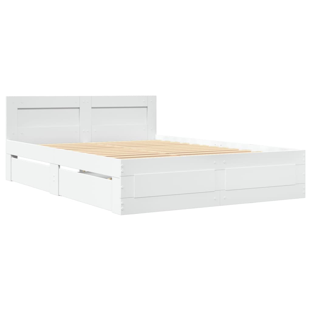 Sengeramme med hodegavl hvit 140x190 cm konstruert tre