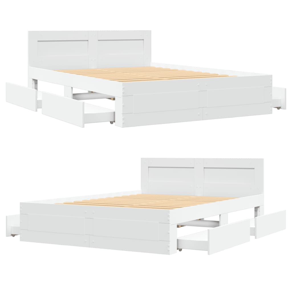 Sengeramme med hodegavl hvit 140x190 cm konstruert tre