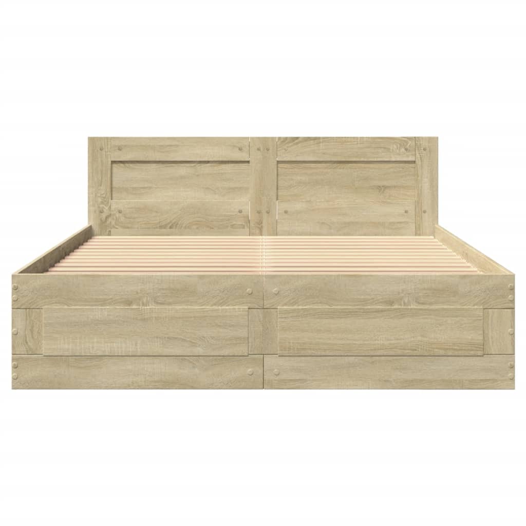 Sengeramme med hodegavl sonoma eik 135x190 cm konstruert tre