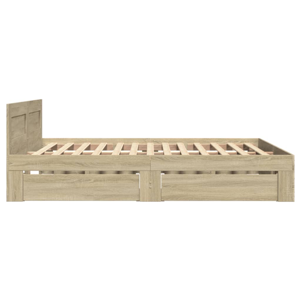 Sengeramme med hodegavl sonoma eik 135x190 cm konstruert tre