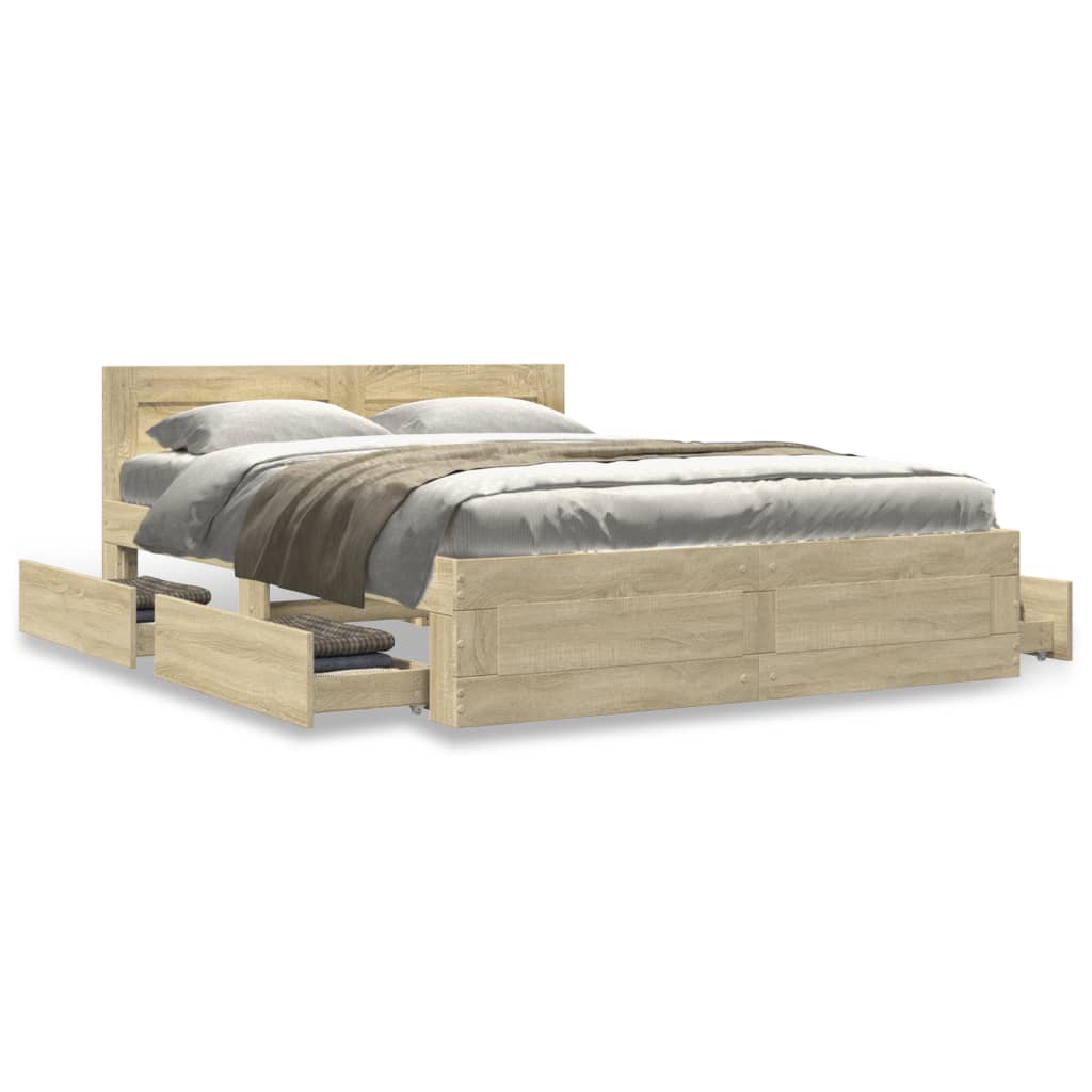 Sengeramme med hodegavl sonoma eik 120x190 cm konstruert tre