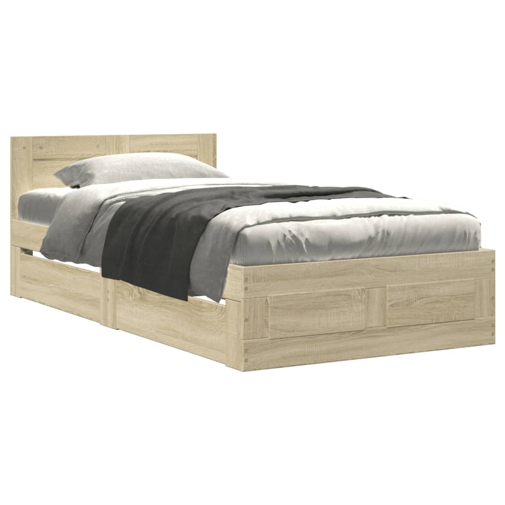 Sengeramme med hodegavl sonoma eik 90x190 cm konstruert tre