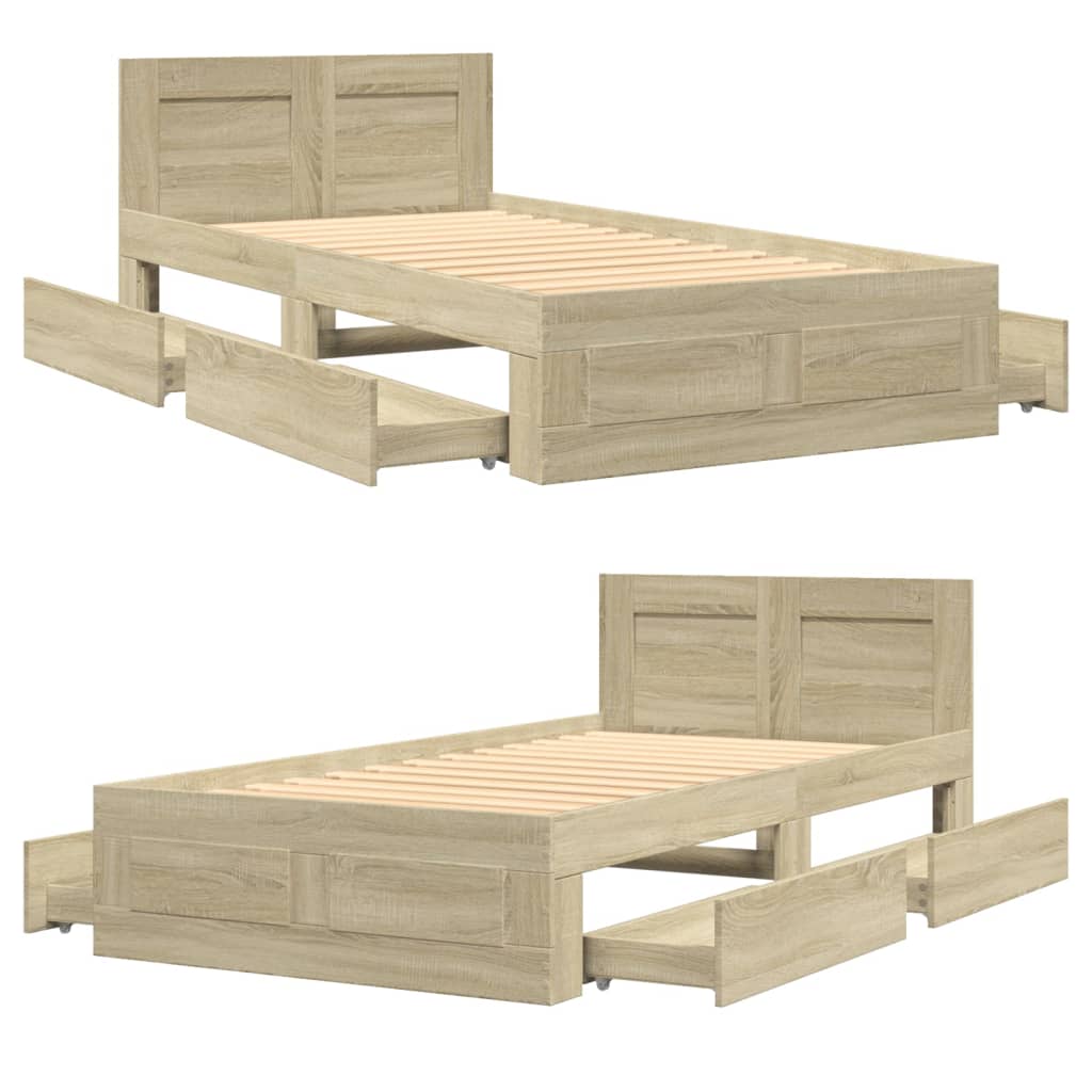 Sengeramme med hodegavl sonoma eik 90x190 cm konstruert tre