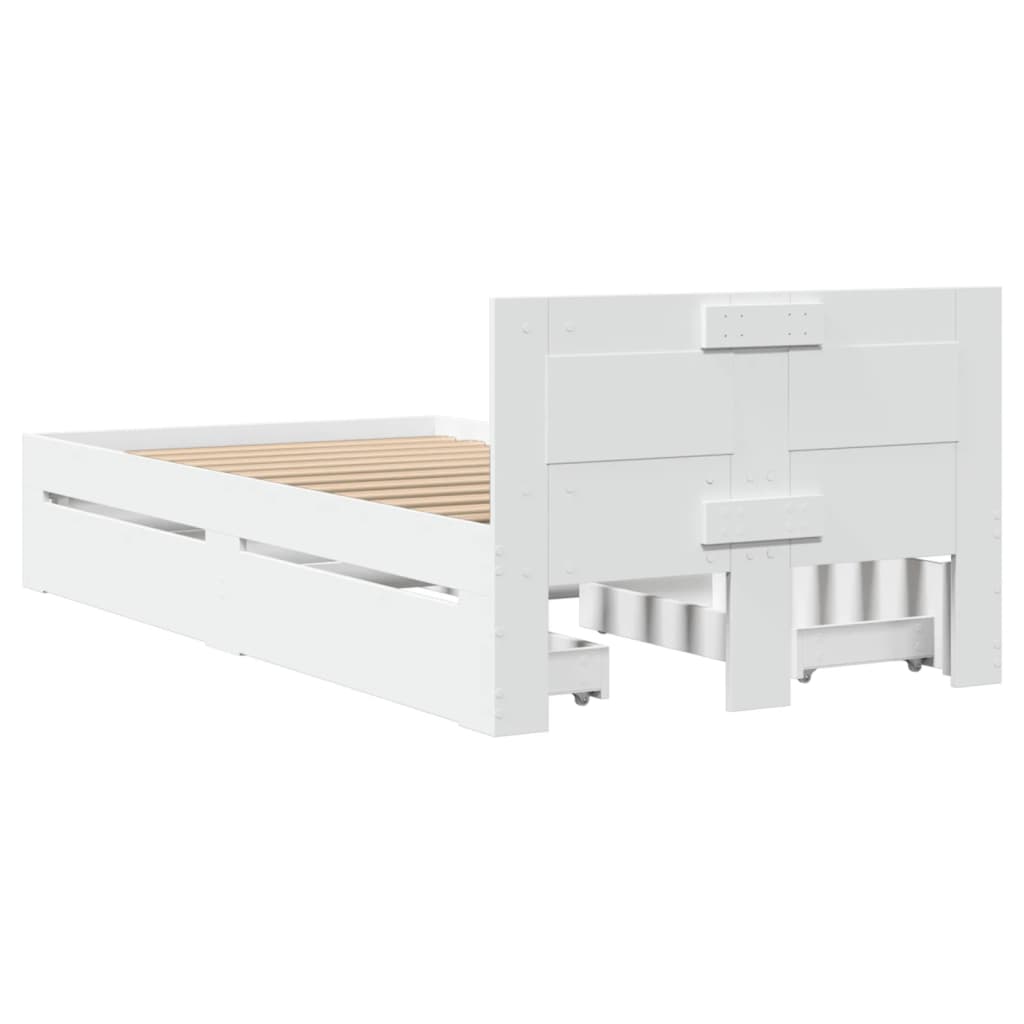 Sengeramme med hodegavl hvit 75x190 cm konstruert tre