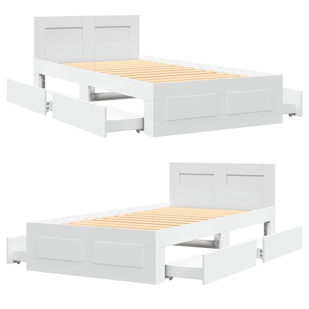 Sengeramme med hodegavl hvit 75x190 cm konstruert tre