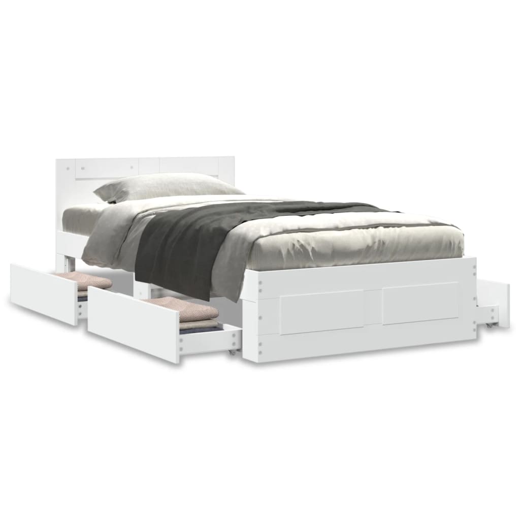 Sengeramme med hodegavl hvit 75x190 cm konstruert tre