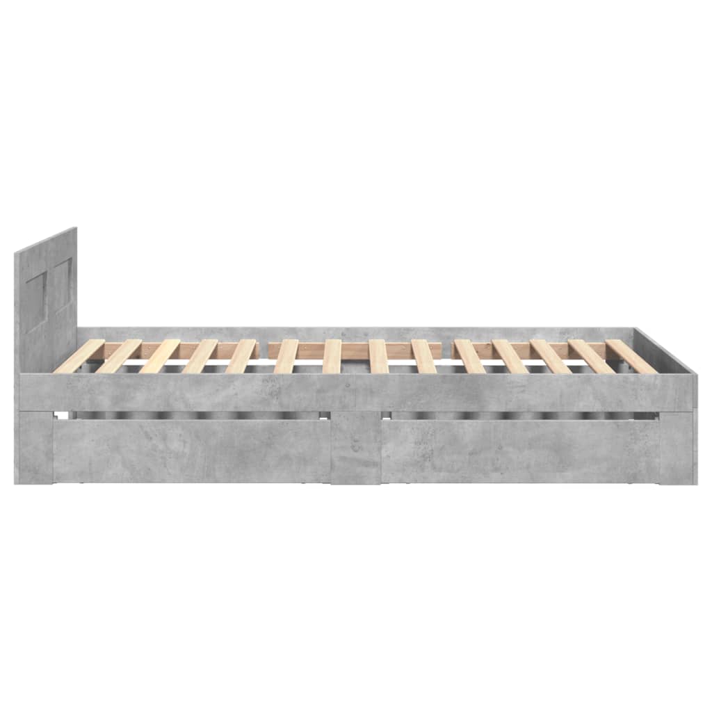 Sengeramme med hodegavl betonggrå 75x190 cm konstruert tre