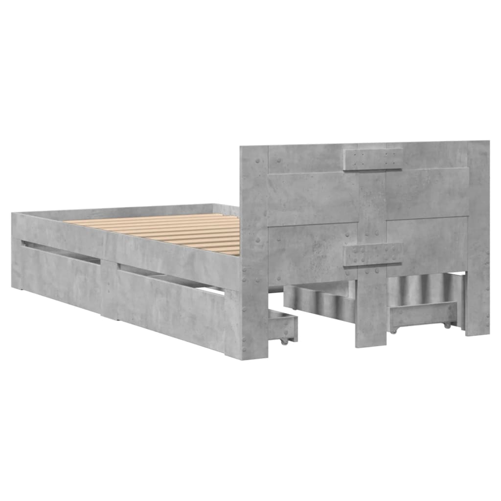Sengeramme med hodegavl betonggrå 75x190 cm konstruert tre